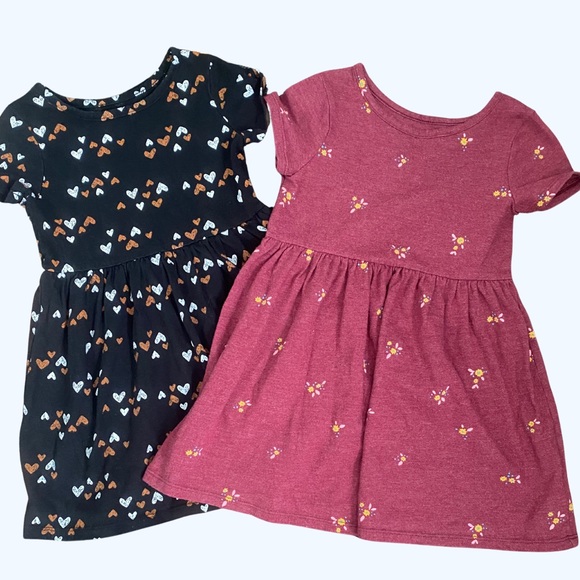 4T Cat & Jack Pink Floral & Hearts Kids Casual Dress Bundle - Picture 3 of 15